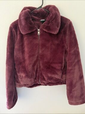 Target Girls Burgundy Faux-Fur Puffer Jacket